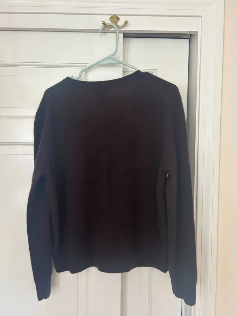 Bloomingdale's 100% Cashmere Crewneck Cardigan Sweater- Brown Size XL - Picture 2 of 4